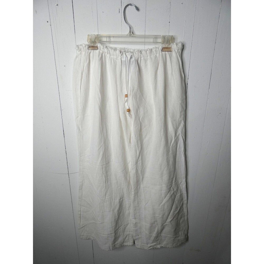 Oh My Gauze Women's L 100% Cotton Wide Leg Pants Elastic Waist Lagenlook